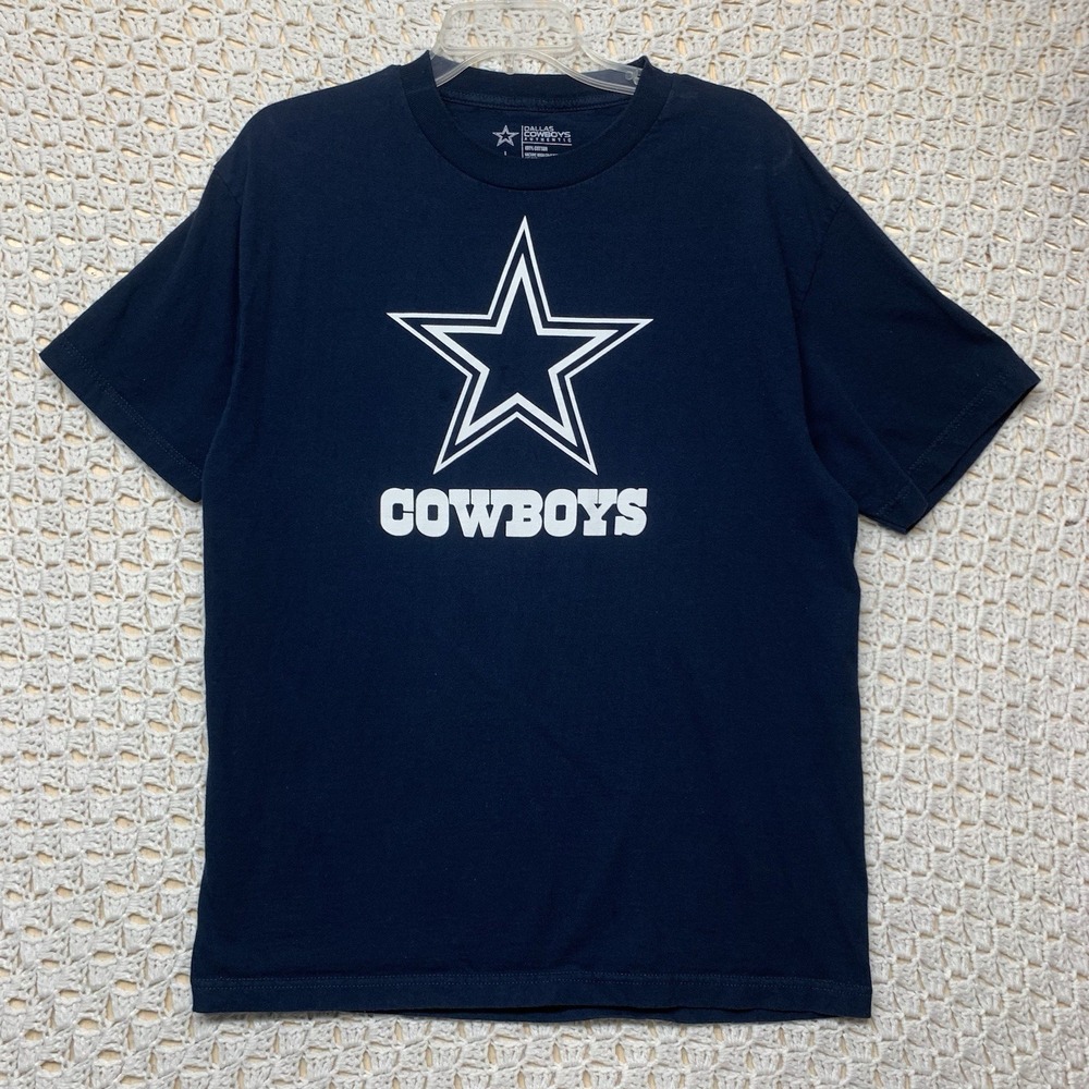 Dallas Cowboys Authentic T Shirt Mens Sz L Navy Blue Short Sleeve Star 100%Cotto